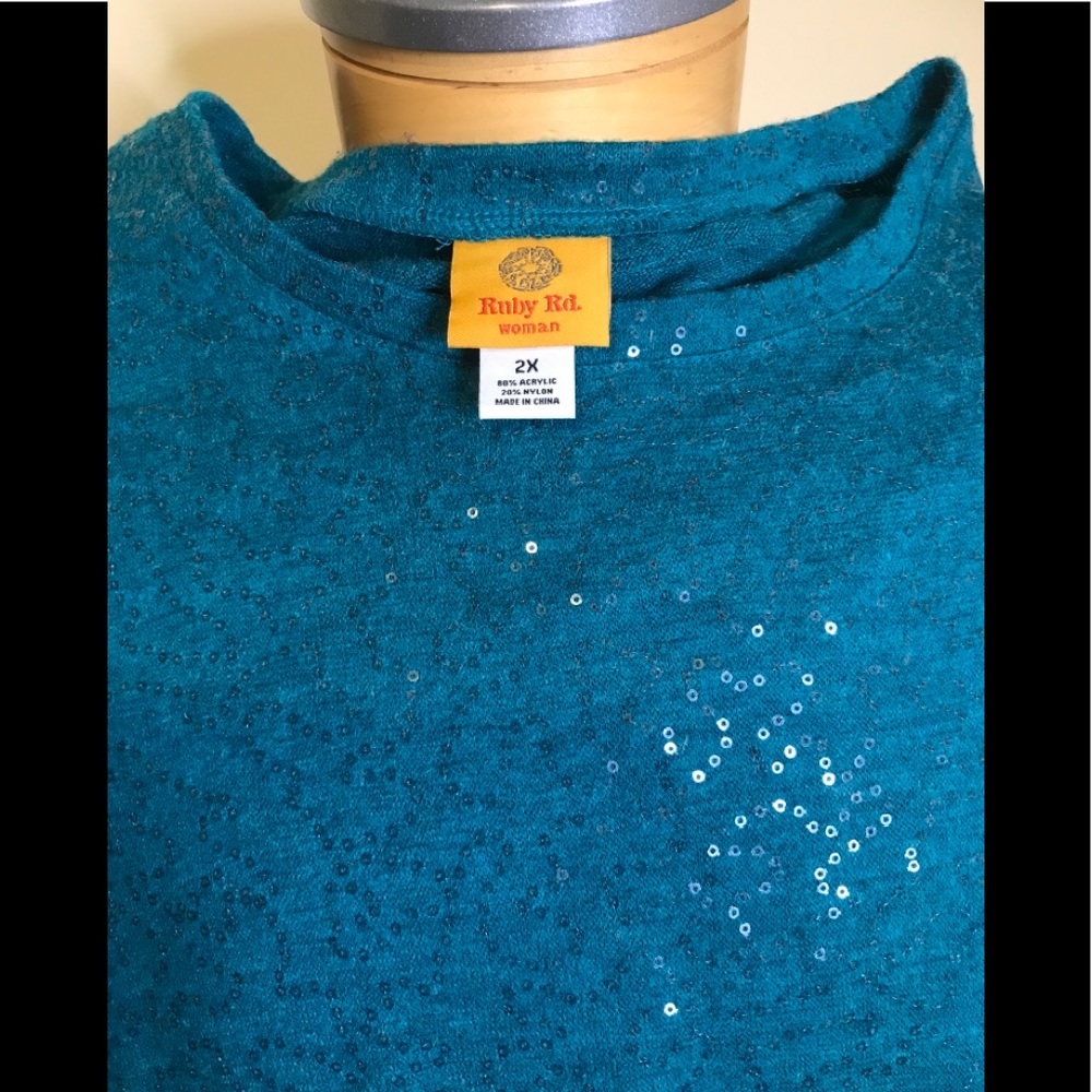 Women’s Plus Size Ruby Rd. Teal Sequined Top NWT
